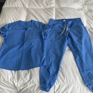 FIGS scrubs set medium ceil blue catarina top zamora bottom
